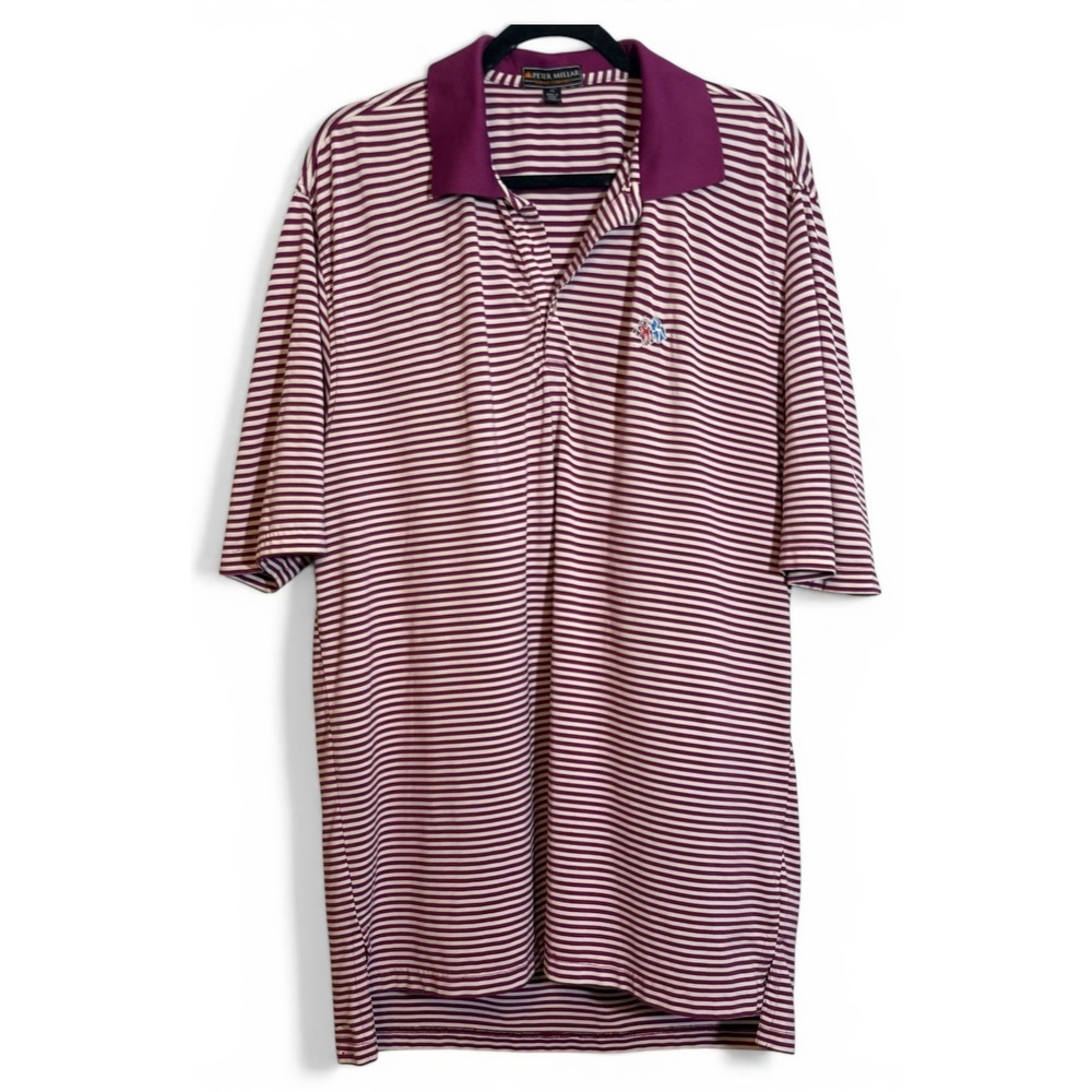 Peter Millar Summer Comfort Polo XL Purple Stripe Golf Performance Shirt Mens - Picture 4 of 9